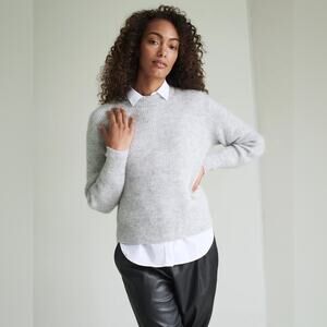 New Quince Baby Alpaca Wool Crew Sweater Light Grey Women’s Size Extra Small XS